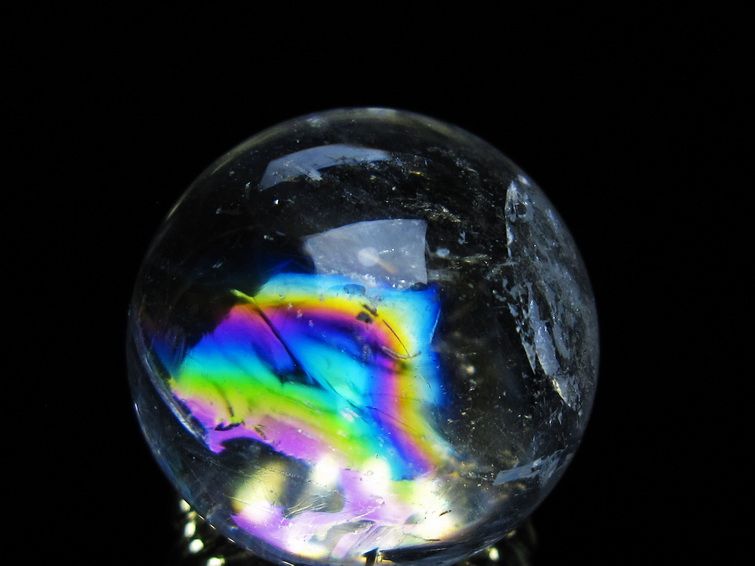 アイリスクォーツ 水晶 丸玉 虹入り 27mm 水晶玉 置物 スフィア 141-6947