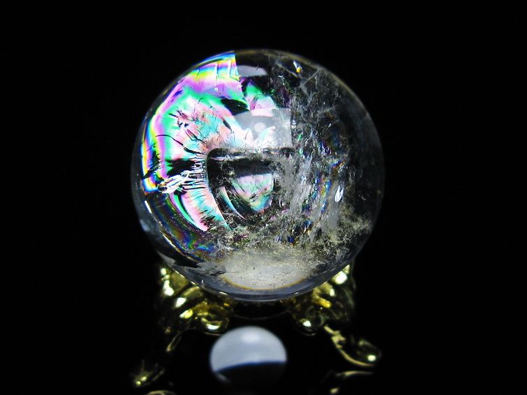 アイリスクォーツ 水晶 丸玉 虹入り 27mm 水晶玉 置物 スフィア 141-6949