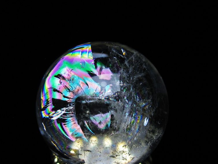 アイリスクォーツ 水晶 丸玉 虹入り 27mm 水晶玉 置物 スフィア 141-6949