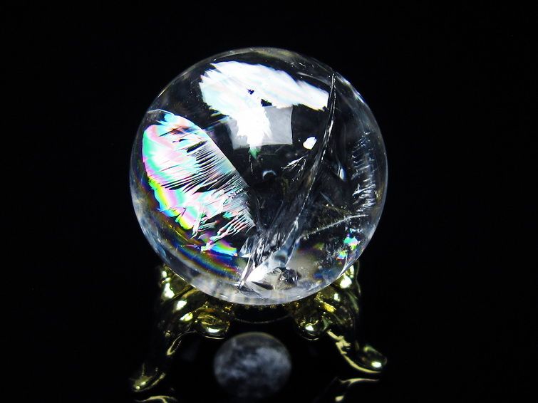アイリスクォーツ 水晶 丸玉 虹入り 27mm 水晶玉 置物 スフィア 141-6950