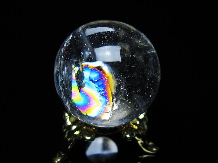 アイリスクォーツ 水晶 丸玉 虹入り 27mm 水晶玉 置物 スフィア 141-6951