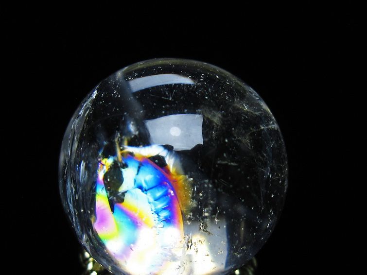アイリスクォーツ 水晶 丸玉 虹入り 27mm 水晶玉 置物 スフィア 141-6951