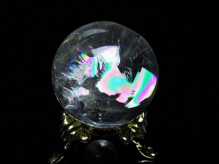アイリスクォーツ 水晶 丸玉 虹入り 27mm 水晶玉 置物 スフィア 141-6953 [sold out]
