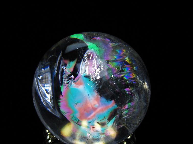 アイリスクォーツ 水晶 丸玉 虹入り 27mm 水晶玉 置物 スフィア 141-6953 [sold out]
