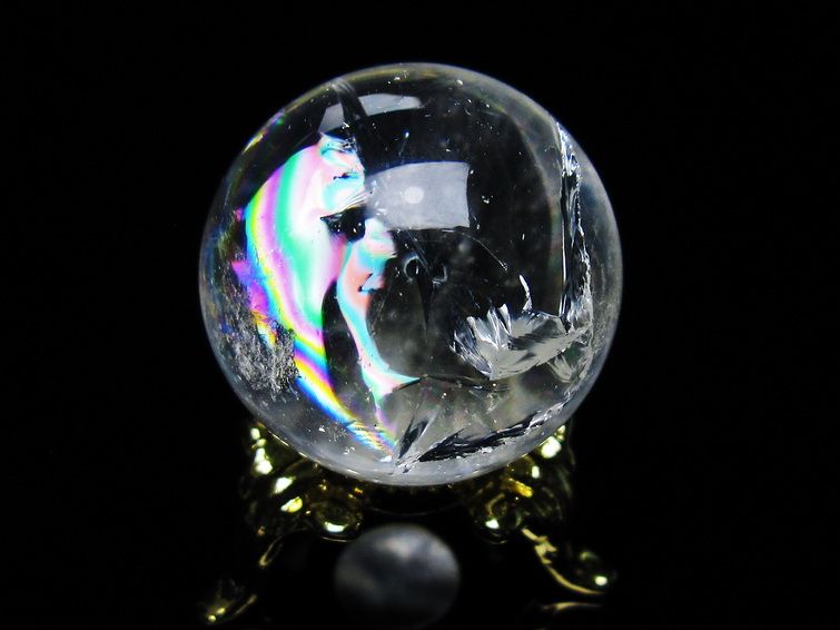 アイリスクォーツ 水晶 丸玉 虹入り 27mm 水晶玉 置物 スフィア 141-6954 [sold out]