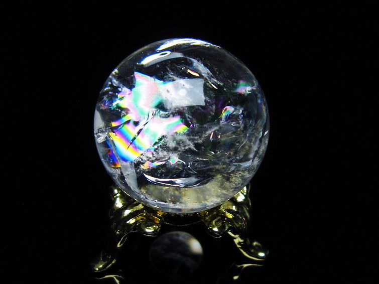 アイリスクォーツ 水晶 丸玉 虹入り 27mm 水晶玉 置物 スフィア 141-6955 [sold out]