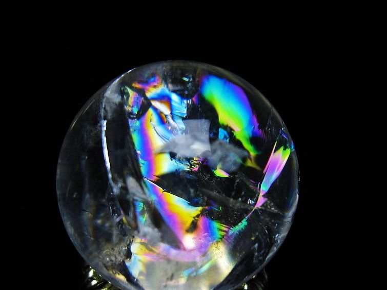 アイリスクォーツ 水晶 丸玉 虹入り 27mm 水晶玉 置物 スフィア 141-6956