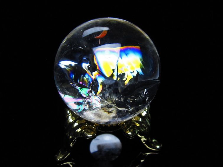 アイリスクォーツ 水晶 丸玉 虹入り 27mm 水晶玉 置物 スフィア 141-6957