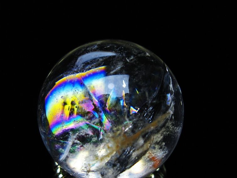 アイリスクォーツ 水晶 丸玉 虹入り 27mm 水晶玉 置物 スフィア 141-6957