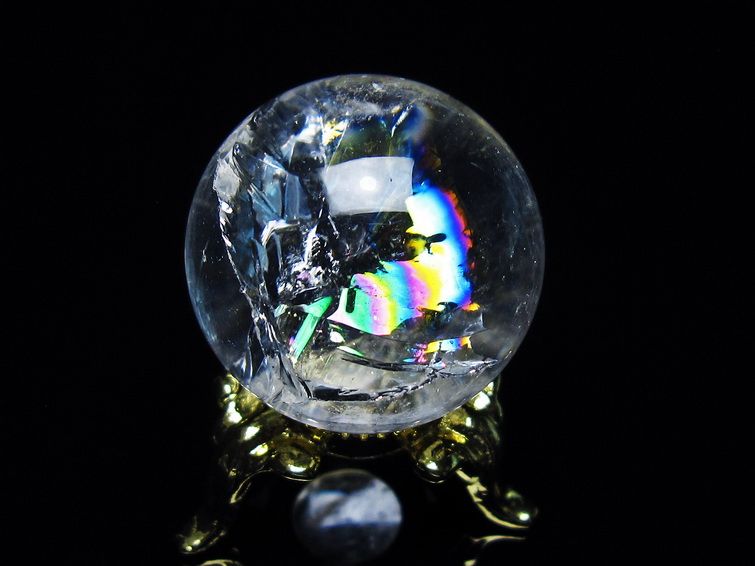 アイリスクォーツ 水晶 丸玉 虹入り 27mm 水晶玉 置物 スフィア 141-6958 [sold out]