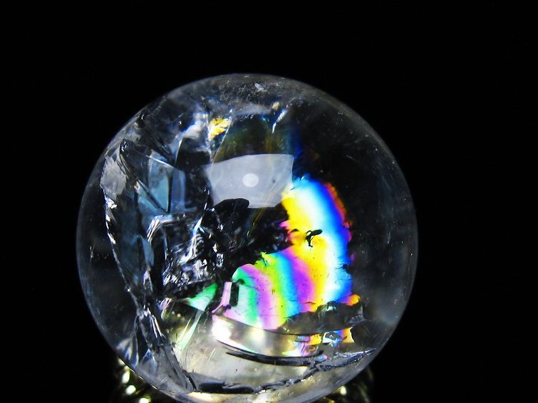 アイリスクォーツ 水晶 丸玉 虹入り 27mm 水晶玉 置物 スフィア 141-6958 [sold out]