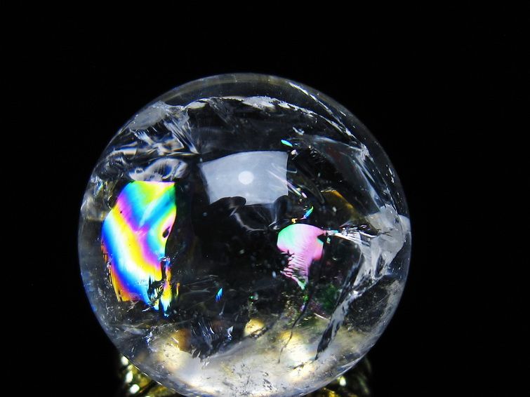 アイリスクォーツ 水晶 丸玉 虹入り 27mm 水晶玉 置物 スフィア 141-6958 [sold out]