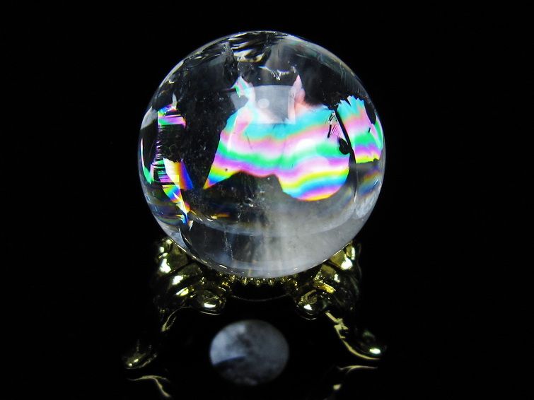 アイリスクォーツ 水晶 丸玉 虹入り 26mm 水晶玉 置物 スフィア 141-6960