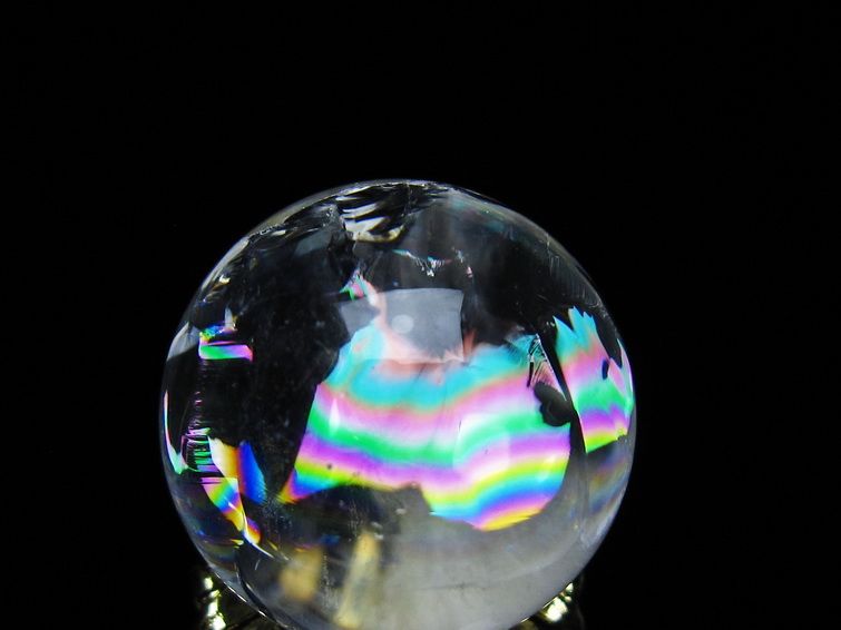 アイリスクォーツ 水晶 丸玉 虹入り 26mm 水晶玉 置物 スフィア 141-6960
