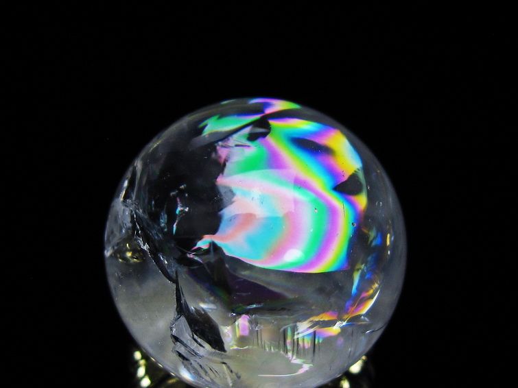 アイリスクォーツ 水晶 丸玉 虹入り 26mm 水晶玉 置物 スフィア 141-6960