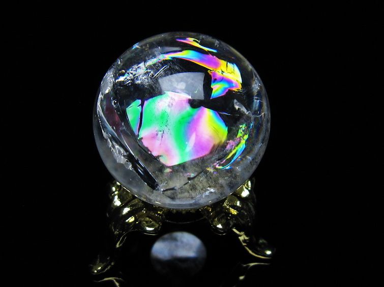 アイリスクォーツ 水晶 丸玉 虹入り 26mm 水晶玉 置物 スフィア 141-6961 [sold out]