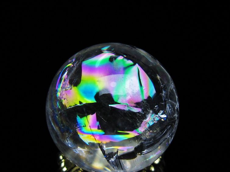 アイリスクォーツ 水晶 丸玉 虹入り 26mm 水晶玉 置物 スフィア 141-6961 [sold out]