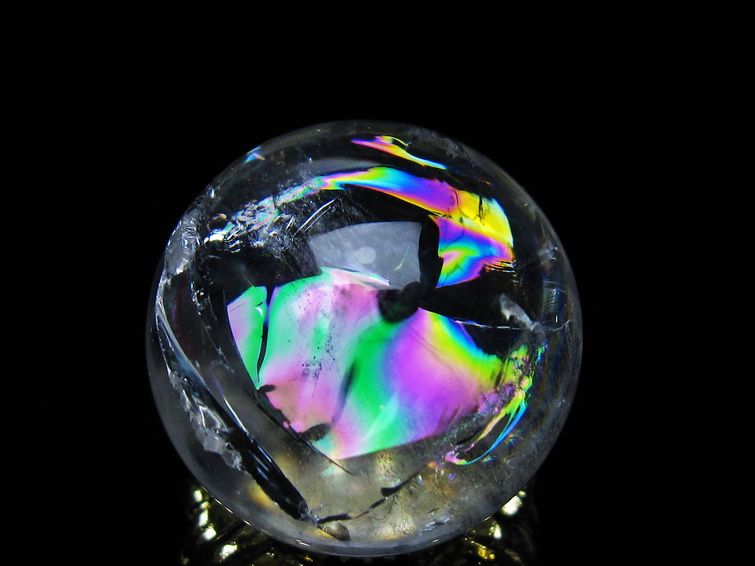 アイリスクォーツ 水晶 丸玉 虹入り 26mm 水晶玉 置物 スフィア 141-6961 [sold out]