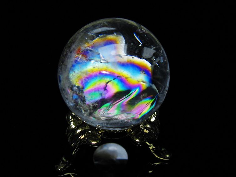 アイリスクォーツ 水晶 丸玉 虹入り 26mm 水晶玉 置物 スフィア 141-6962