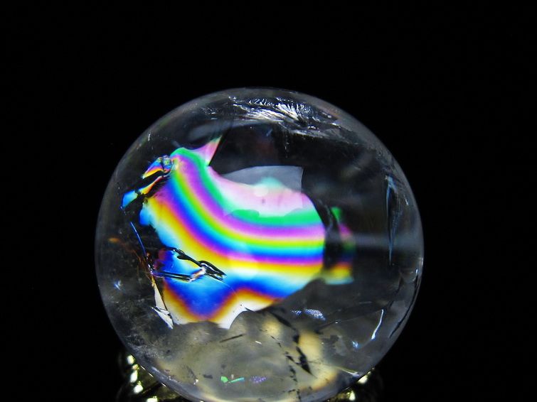 アイリスクォーツ 水晶 丸玉 虹入り 26mm 水晶玉 置物 スフィア 141-6962