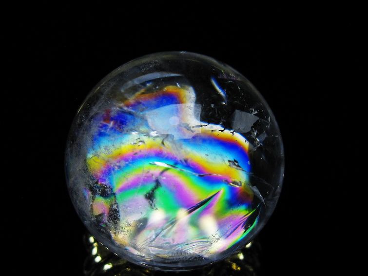 アイリスクォーツ 水晶 丸玉 虹入り 26mm 水晶玉 置物 スフィア 141-6962