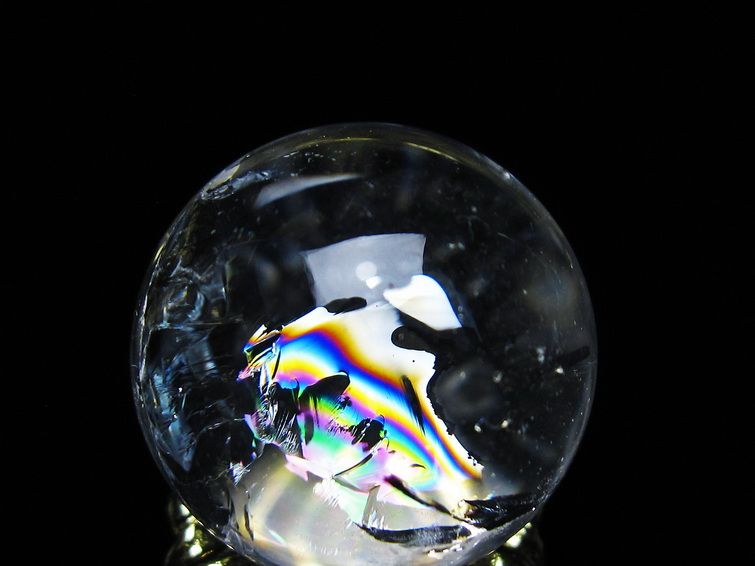 アイリスクォーツ 水晶 丸玉 虹入り 26mm 水晶玉 置物 スフィア 141-6963