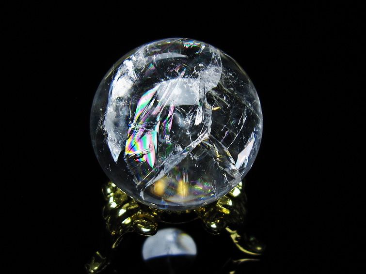 アイリスクォーツ 水晶 丸玉 虹入り 26mm 水晶玉 置物 スフィア 141-6965