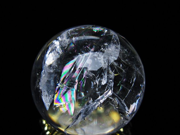 アイリスクォーツ 水晶 丸玉 虹入り 26mm 水晶玉 置物 スフィア 141-6965