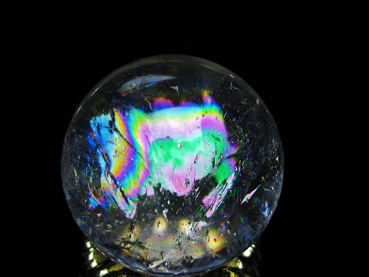 アイリスクォーツ 水晶 丸玉 虹入り 26mm 水晶玉 置物 スフィア 141-6966[sold out]