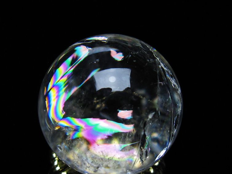 アイリスクォーツ 水晶 丸玉 虹入り 26mm 水晶玉 置物 スフィア 141-6967