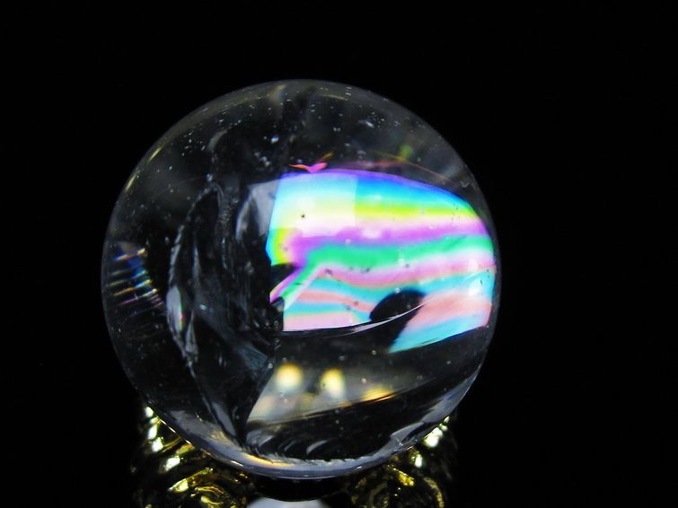 アイリスクォーツ 水晶 丸玉 虹入り 26mm 水晶玉 置物 スフィア 141-6968