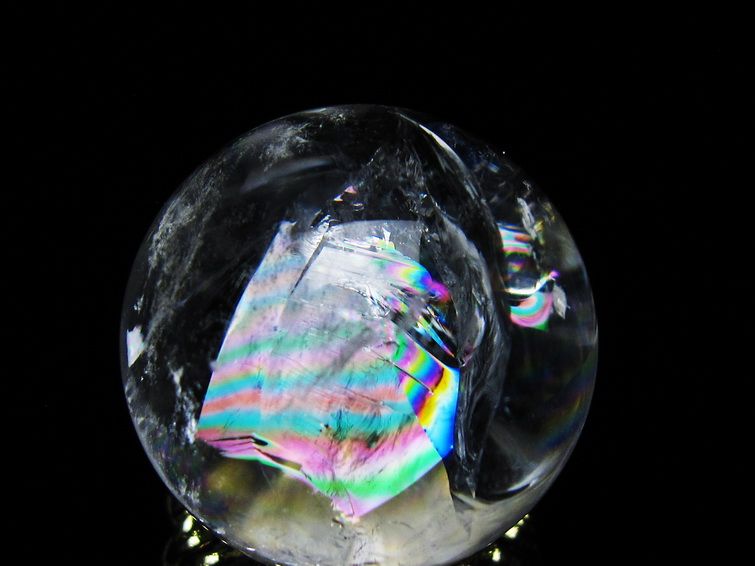 アイリスクォーツ 水晶 丸玉 虹入り 26mm 水晶玉 置物 スフィア 141-6970