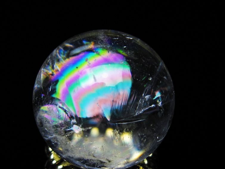 アイリスクォーツ 水晶 丸玉 虹入り 26mm 水晶玉 置物 スフィア 141-6971