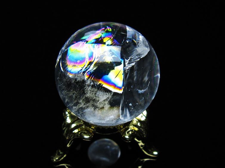 アイリスクォーツ 水晶 丸玉 虹入り 26mm 水晶玉 置物 スフィア 141-6972