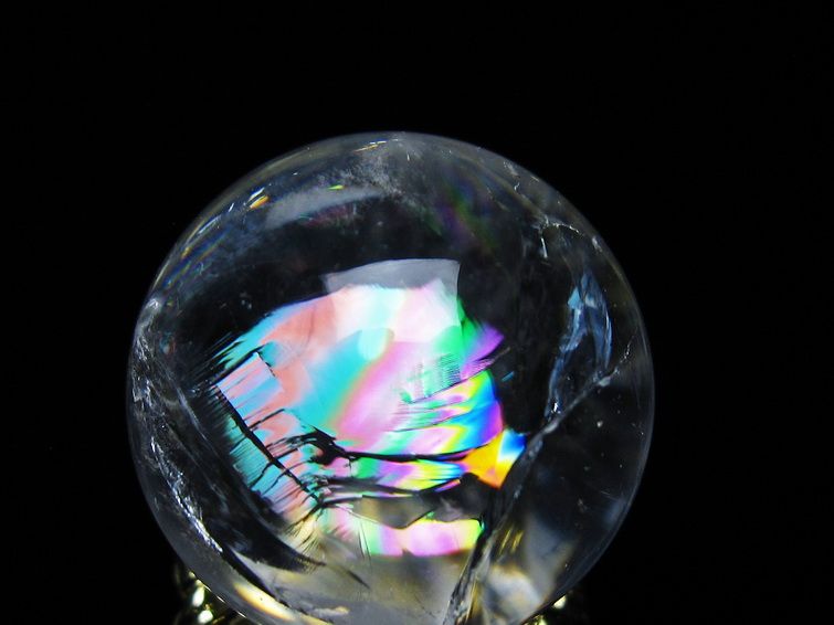 アイリスクォーツ 水晶 丸玉 虹入り 26mm 水晶玉 置物 スフィア 141-6972