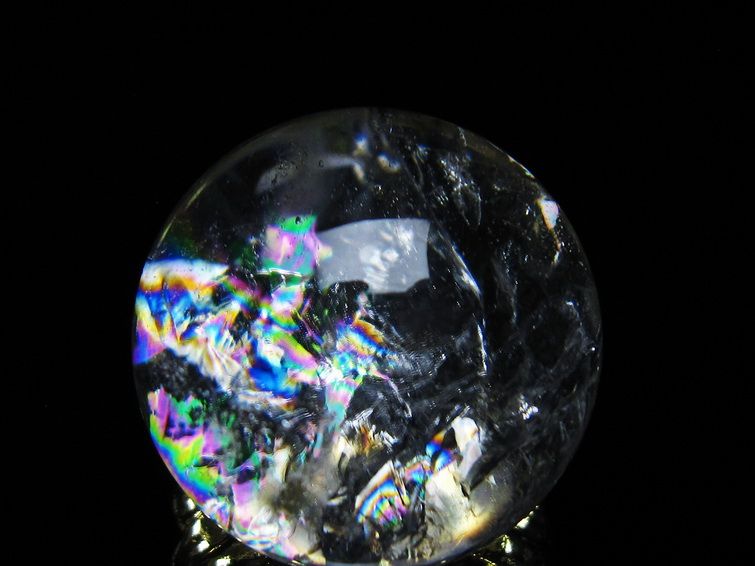 アイリスクォーツ 水晶 丸玉 虹入り 26mm 水晶玉 置物 スフィア 141-6973
