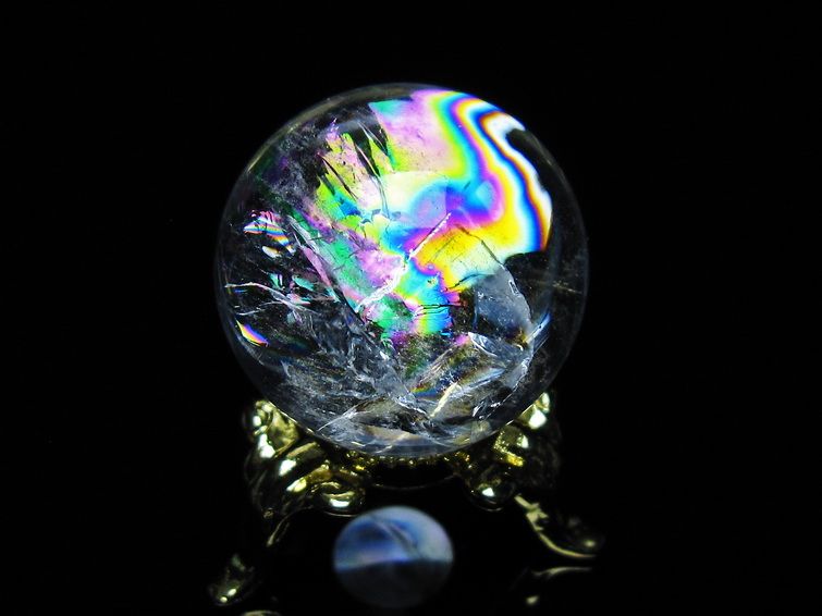 アイリスクォーツ 水晶 丸玉 虹入り 26mm 水晶玉 置物 スフィア 141-6974 [sold out]