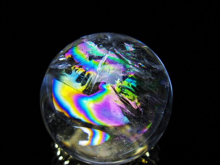 アイリスクォーツ 水晶 丸玉 虹入り 26mm 水晶玉 置物 スフィア 141-6974 [sold out]