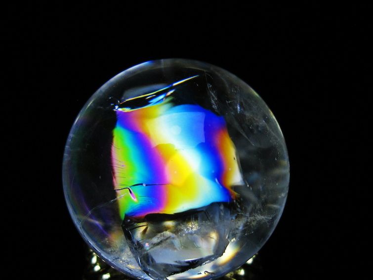 アイリスクォーツ 水晶 丸玉 虹入り 26mm スフィア 置物 水晶玉 一点物 141-6977 [sold out]