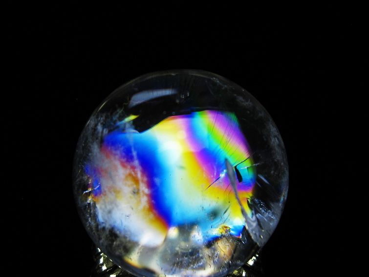 アイリスクォーツ 水晶 丸玉 虹入り 26mm スフィア 置物 水晶玉 一点物 141-6977 [sold out]