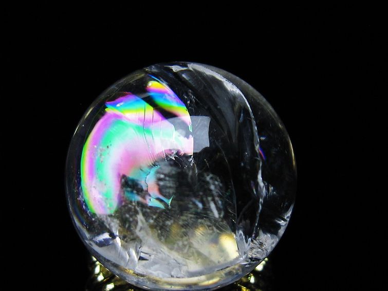 アイリスクォーツ 水晶 丸玉 虹入り 26mm スフィア 置物 水晶玉 一点物 141-6978 [sold out]