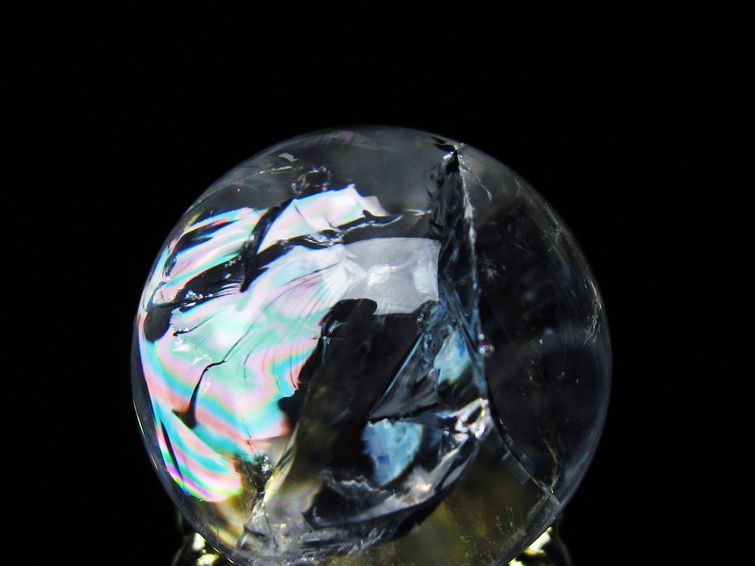 アイリスクォーツ 水晶 丸玉 虹入り 26mm スフィア 置物 水晶玉 一点物 141-6979