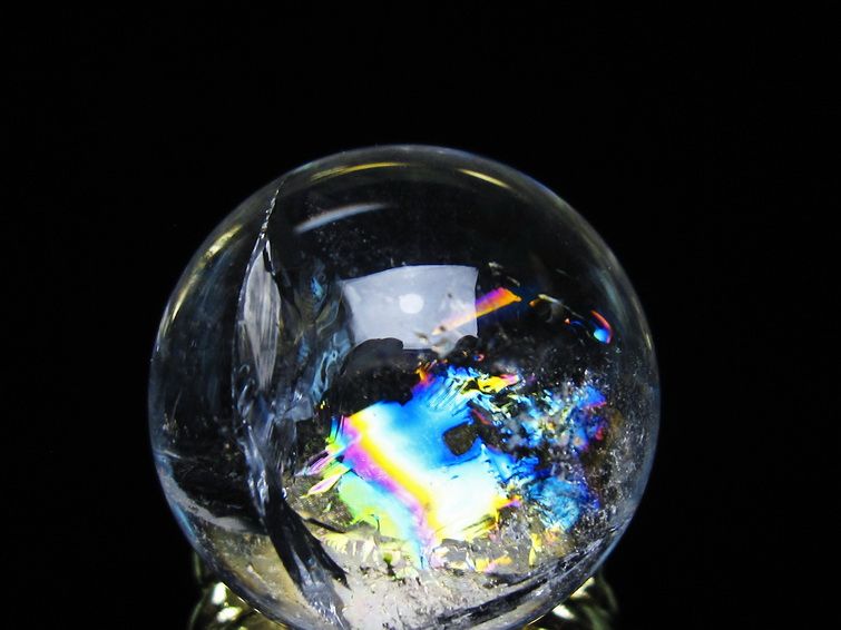 アイリスクォーツ 水晶 丸玉 虹入り 26mm スフィア 置物 水晶玉 一点物 141-6980 [sold out]