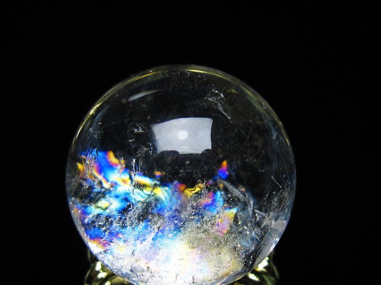 アイリスクォーツ 水晶 丸玉 虹入り 26mm スフィア 置物 水晶玉 一点物 141-6980 [sold out]