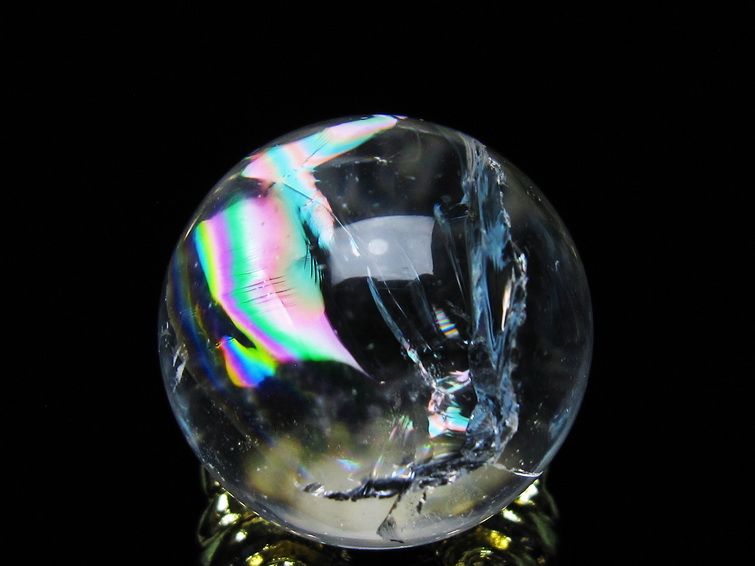 アイリスクォーツ 水晶 丸玉 虹入り 26mm スフィア 置物 水晶玉 一点物 141-6982