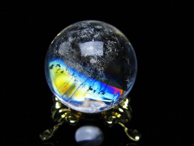 アイリスクォーツ 水晶 丸玉 虹入り 26mm スフィア 置物 水晶玉 一点物 141-6983 【sold out】