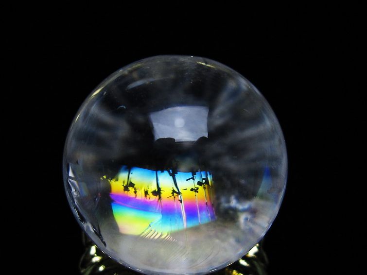 アイリスクォーツ 水晶 丸玉 虹入り 26mm スフィア 置物 水晶玉 一点物 141-6983 【sold out】