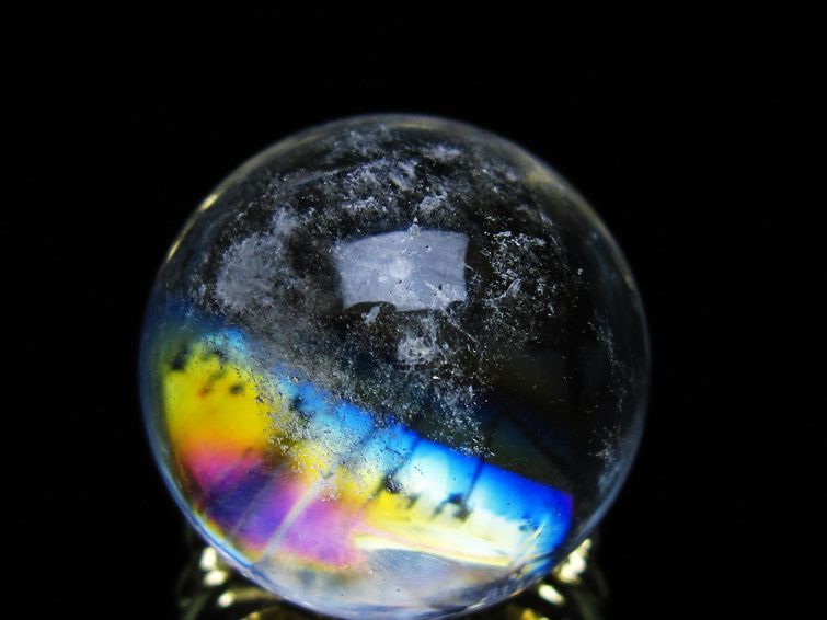 アイリスクォーツ 水晶 丸玉 虹入り 26mm スフィア 置物 水晶玉 一点物 141-6983 【sold out】