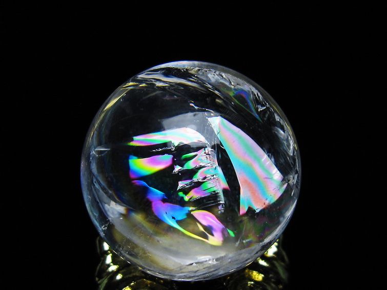 アイリスクォーツ 水晶 丸玉 虹入り 25mm スフィア 置物 水晶玉 一点物 141-6985