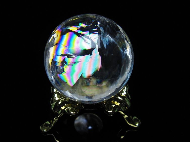 アイリスクォーツ 水晶 丸玉 虹入り 25mm スフィア 置物 水晶玉 一点物 141-6986 【sold out】